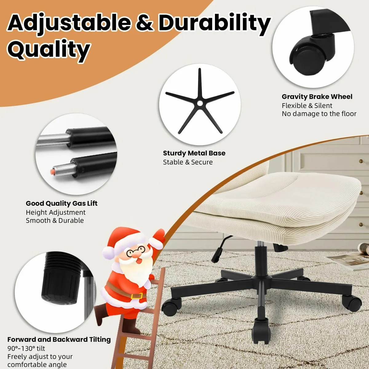 Ergonomic Office Chair Velvet Desk with Gravity - Image 4