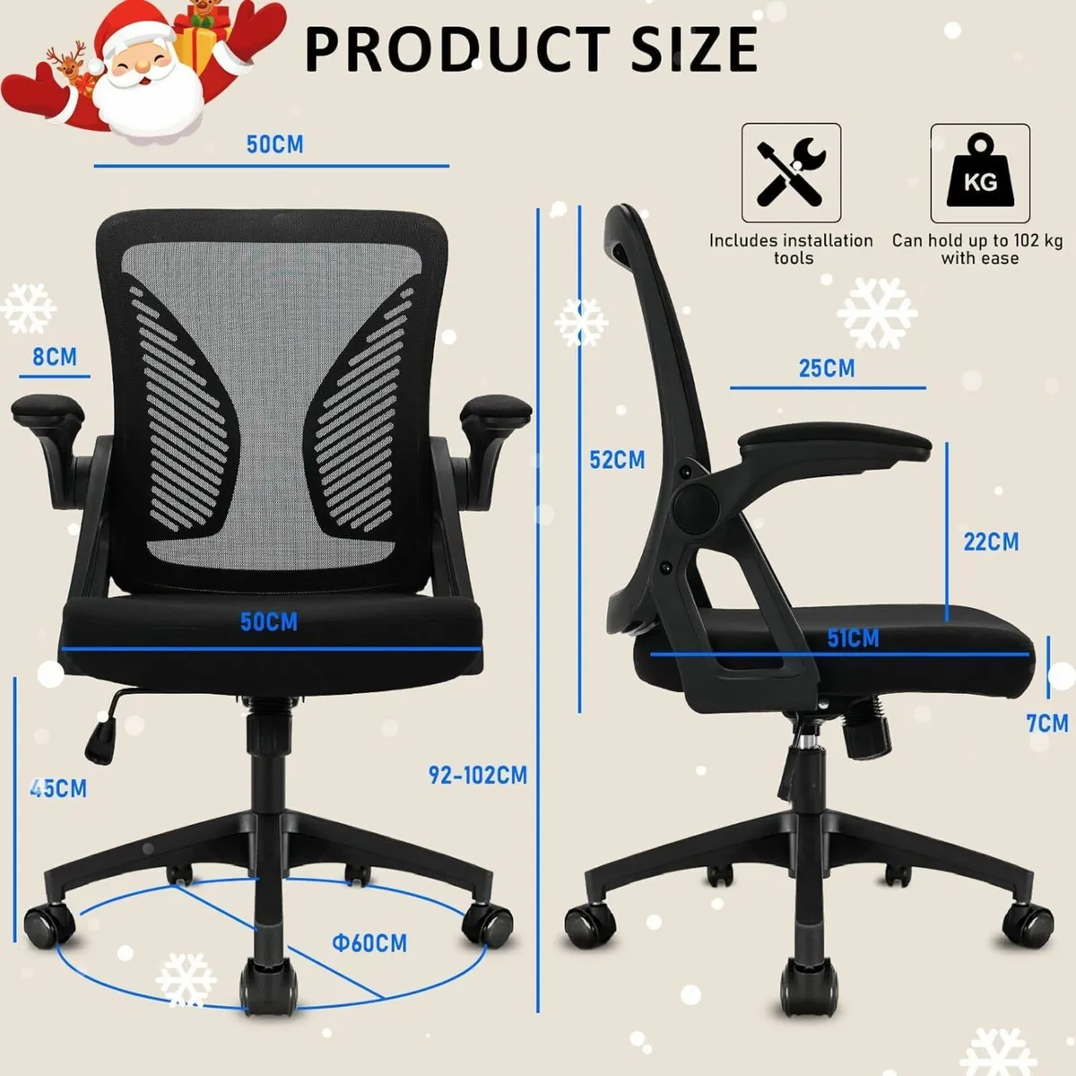 Office Chair Ergonomic with Adjustable Armrest - Image 3