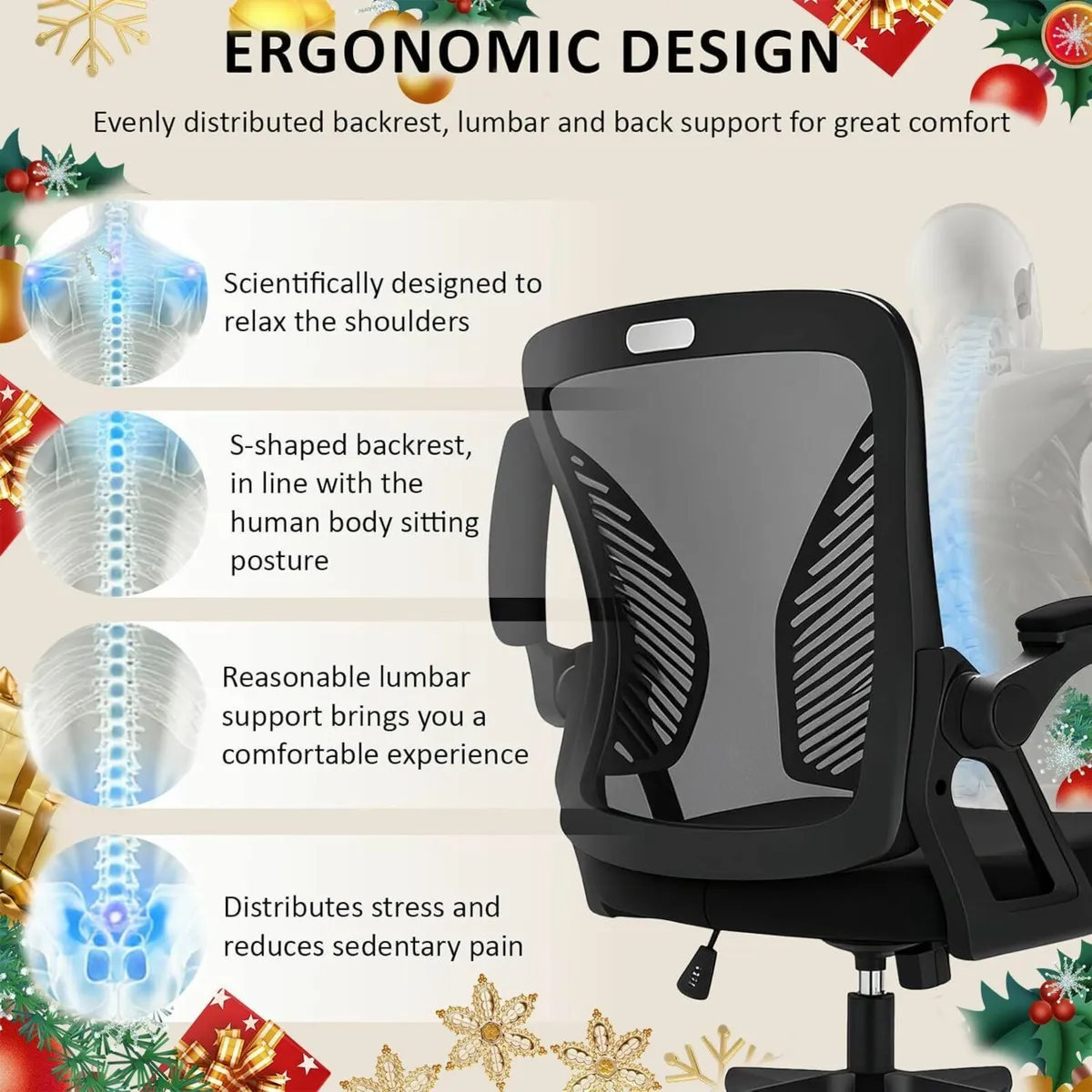 Office Chair Ergonomic with Adjustable Armrest - Image 4