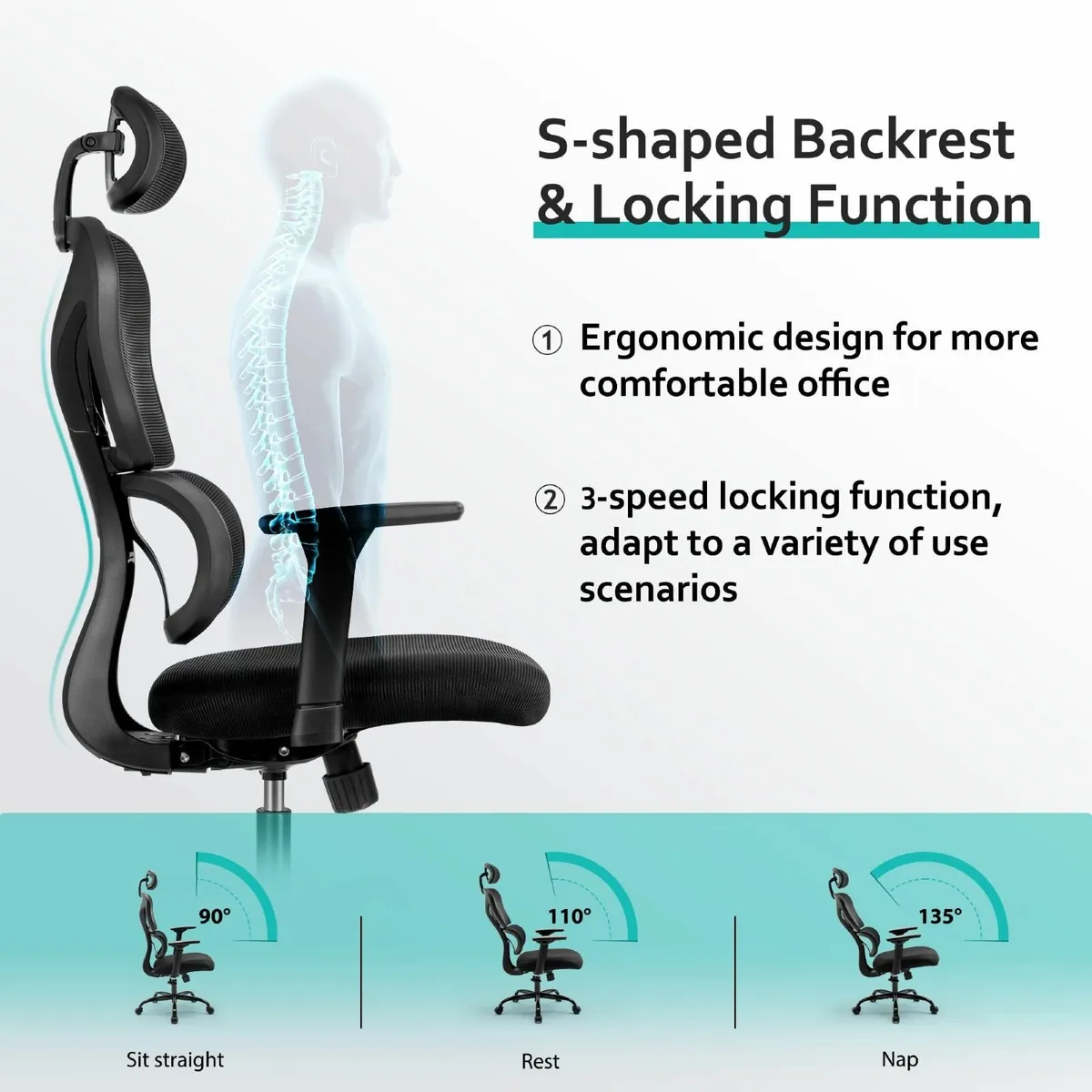 Office Chair Ergonomic Desk chairs for home With - Image 3