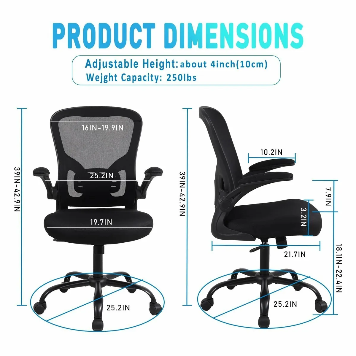 Office Chair Breathable Mesh Swivel Desk Lumbar - Image 2