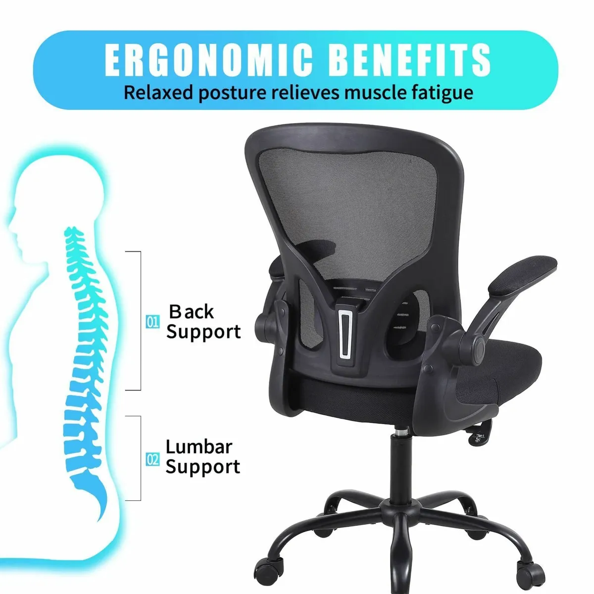 Office Chair Breathable Mesh Swivel Desk Lumbar - Image 3