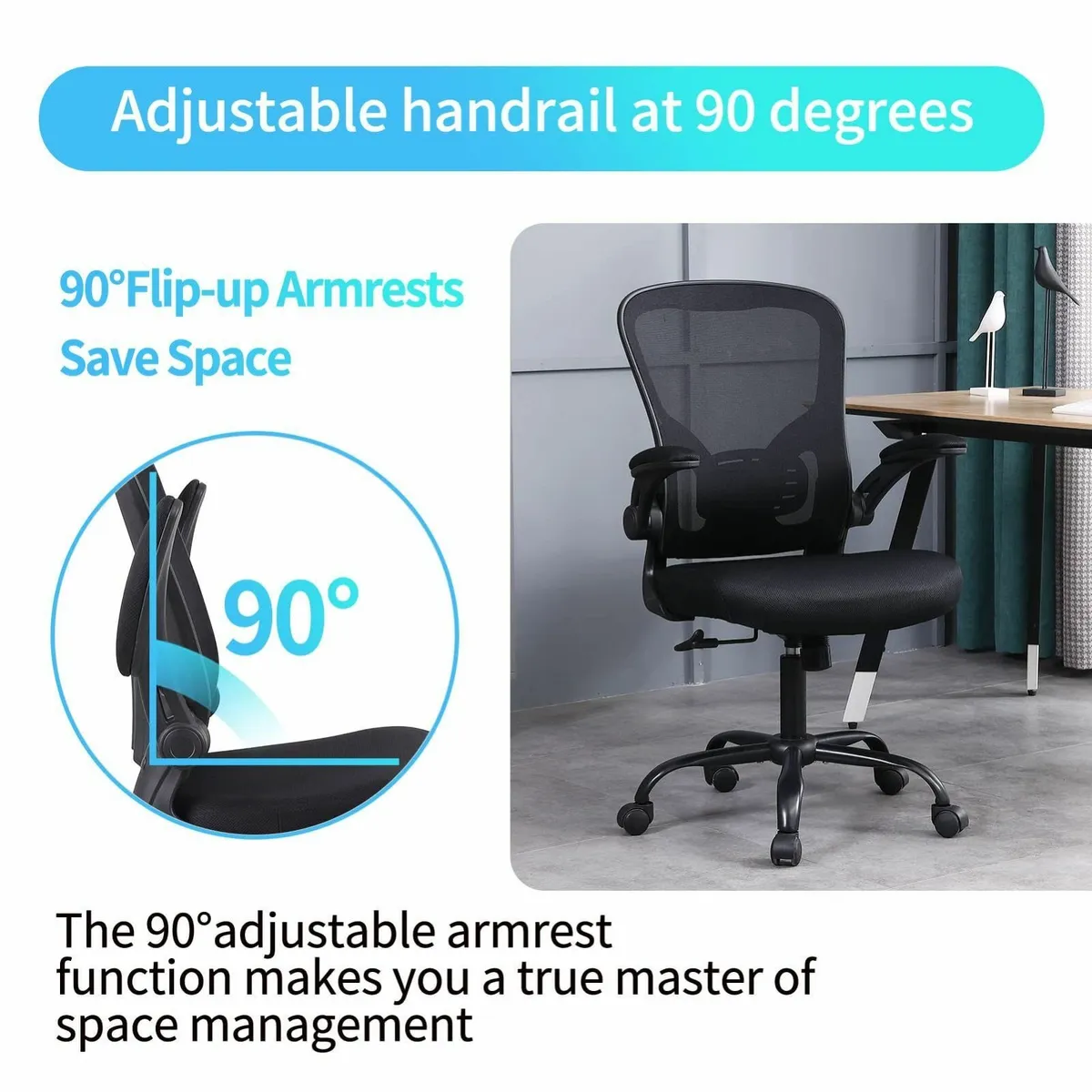 Office Chair Breathable Mesh Swivel Desk Lumbar - Image 4