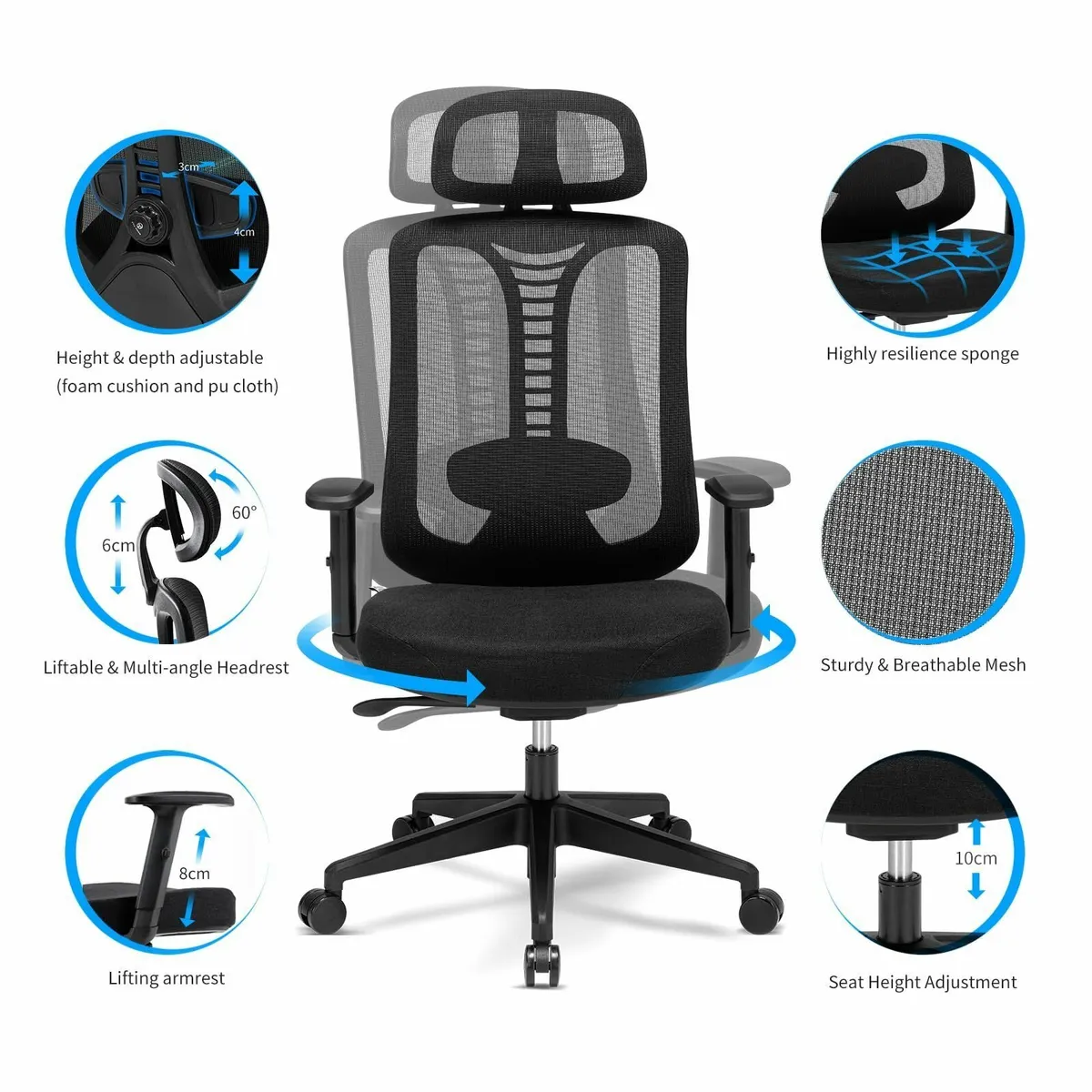 Ergonomic Office Chair Adjustable Home Desk - Image 4