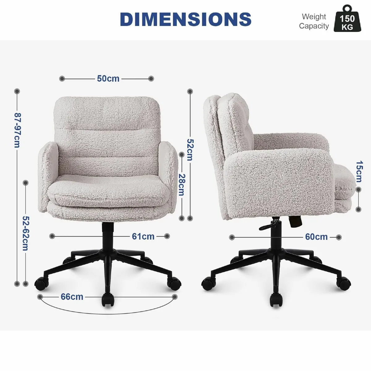Office Chairs for Home Faux Cashmere Desk Chair - Image 2