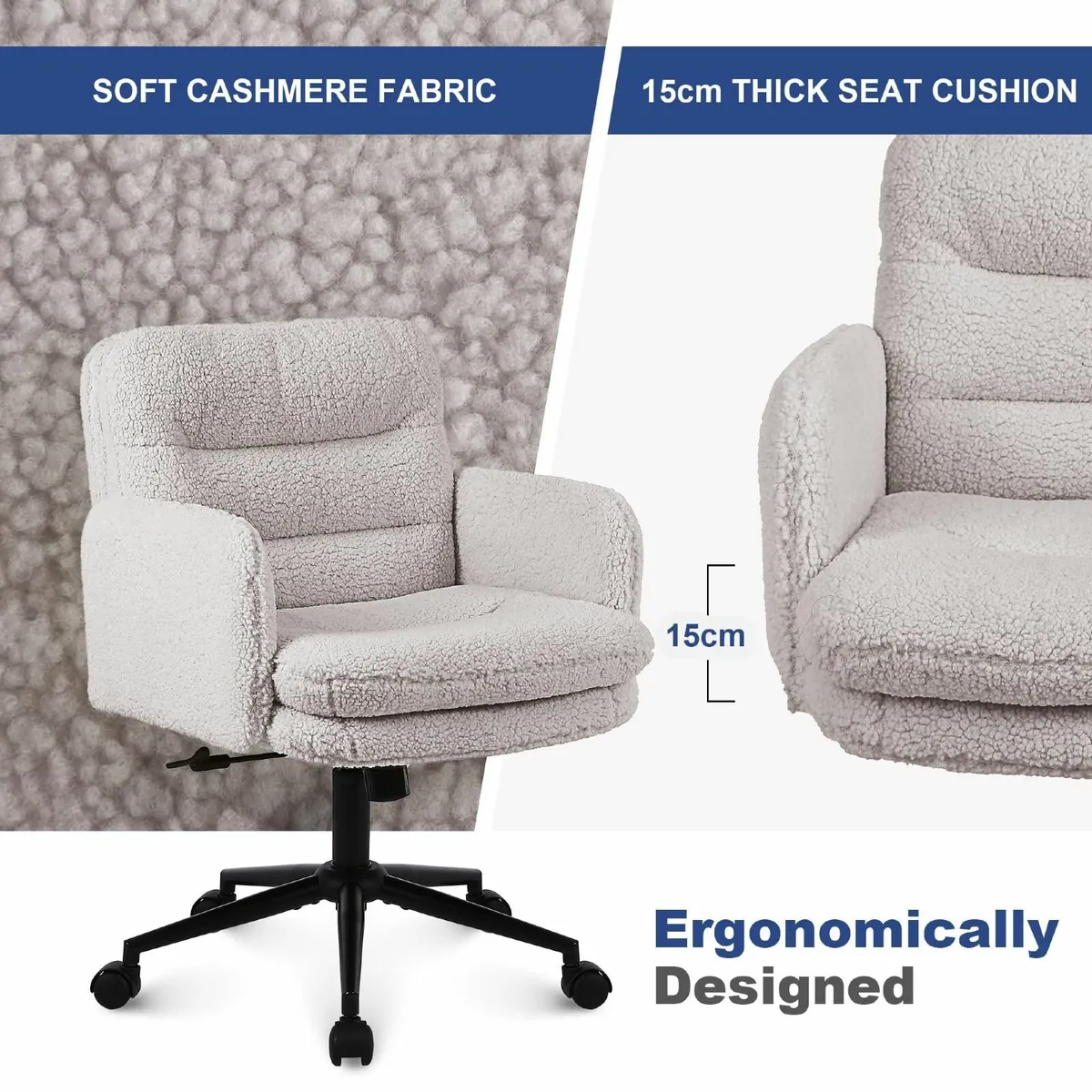 Office Chairs for Home Faux Cashmere Desk Chair - Image 3
