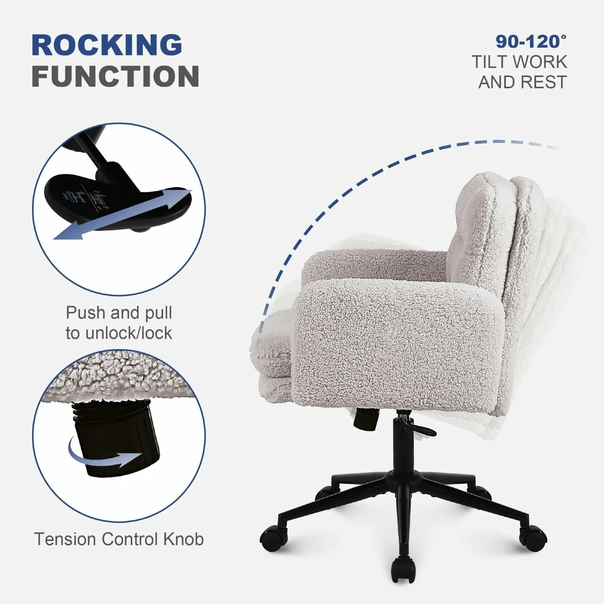 Office Chairs for Home Faux Cashmere Desk Chair - Image 4