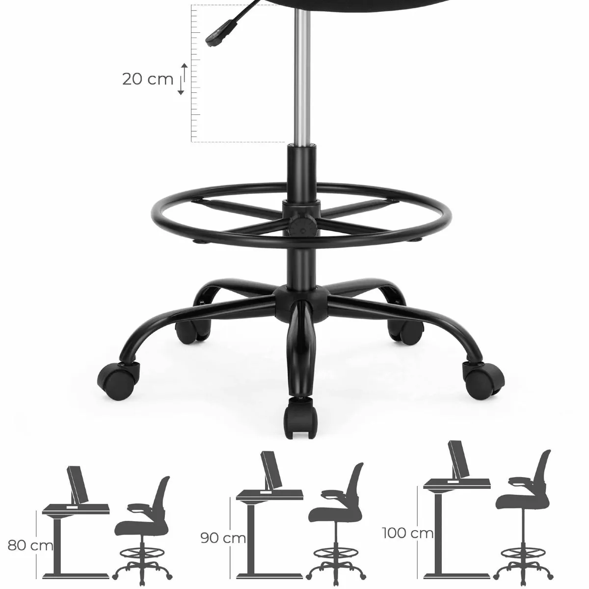 Drafting Chair with Flip-up Armrests Mesh Office - Image 3