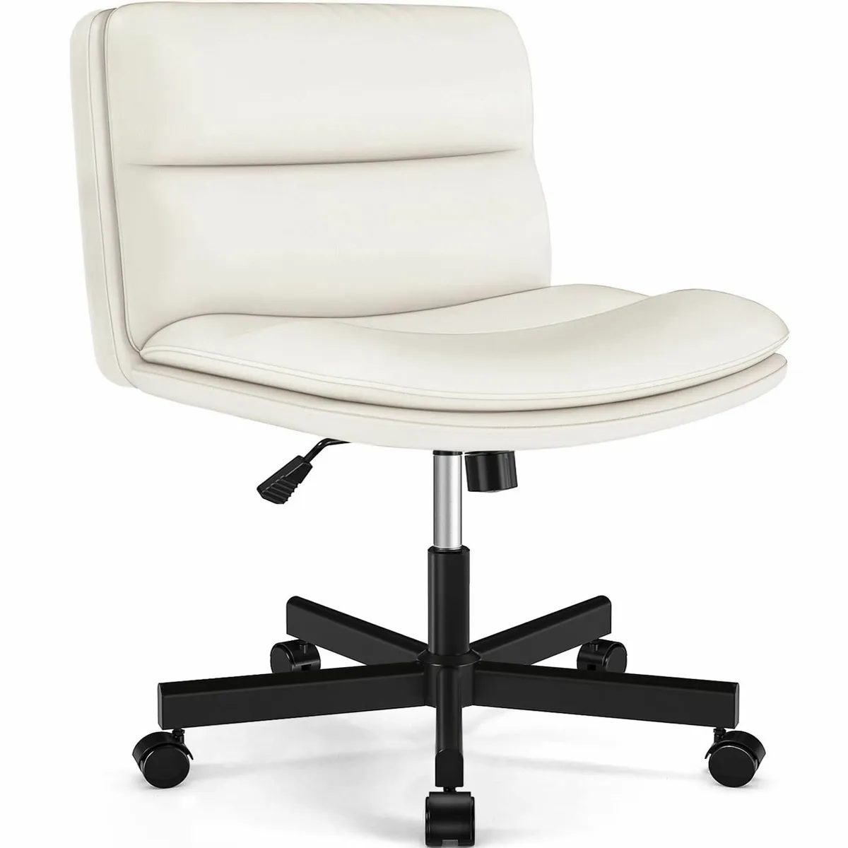Armless Office Chairs for Home PU Leather Comfy - Image 1