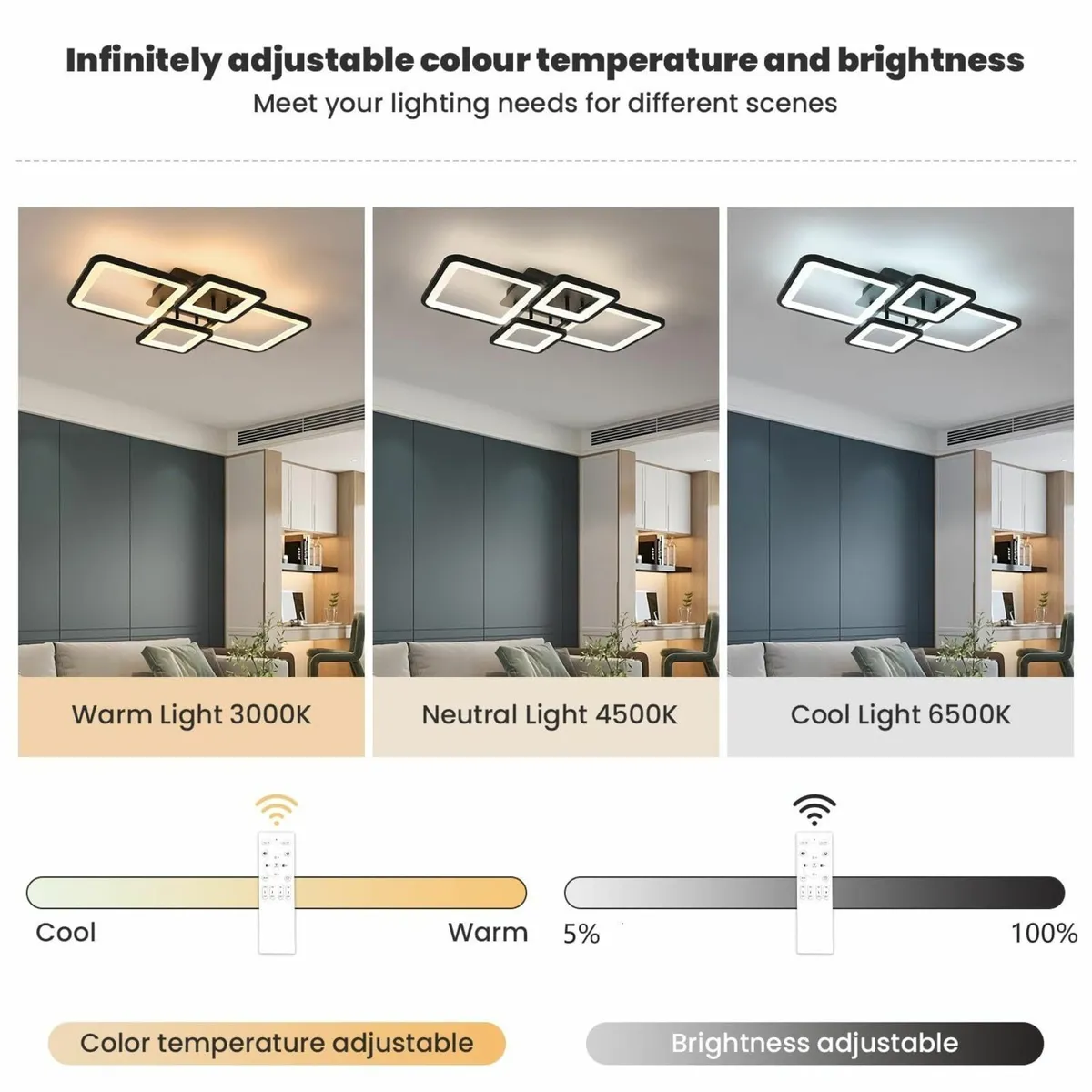 Modern LED Ceiling Light Dimmable 54W Flush Mount - Image 4