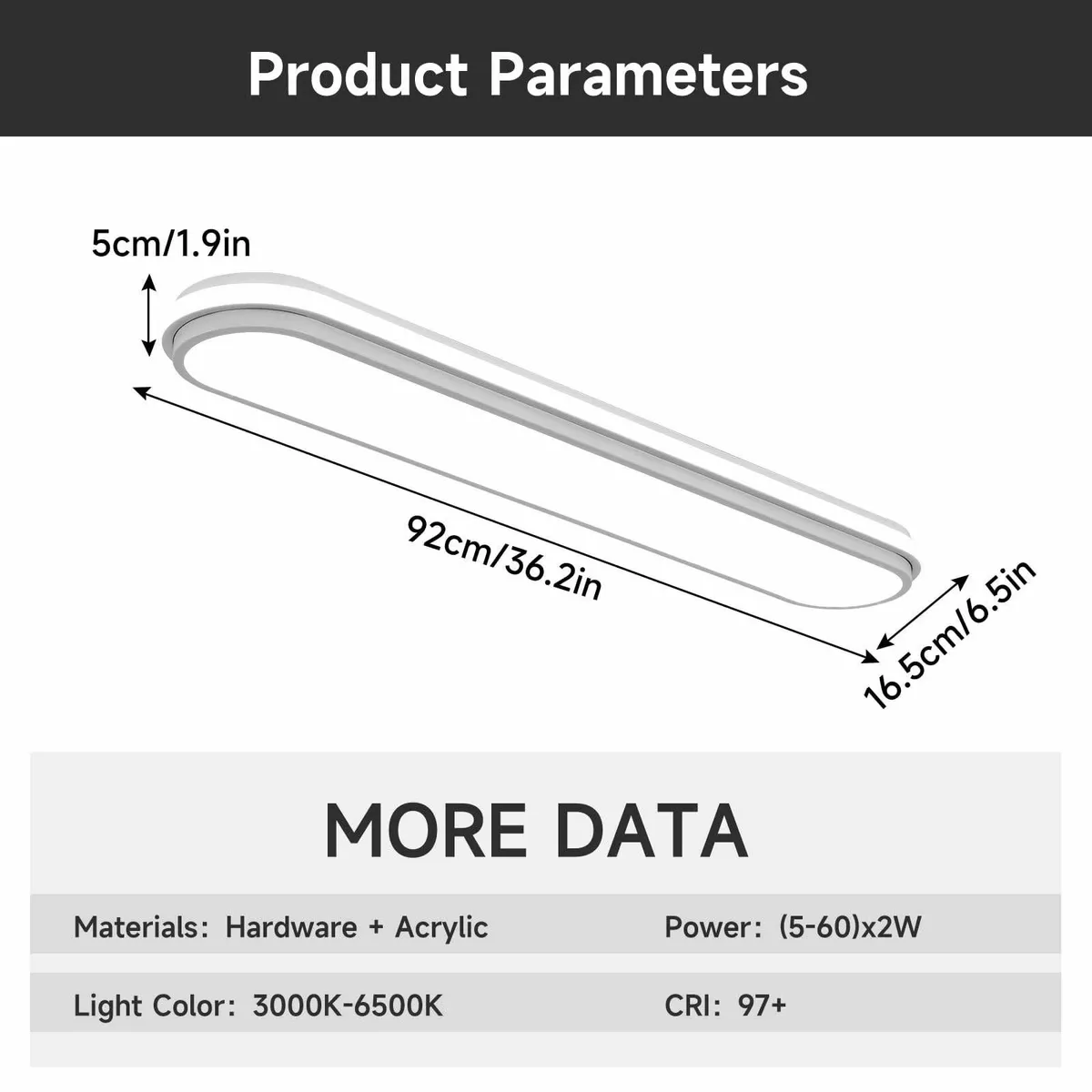 Smart LED Ceiling Light 92cm Dimmable Modern - Image 3