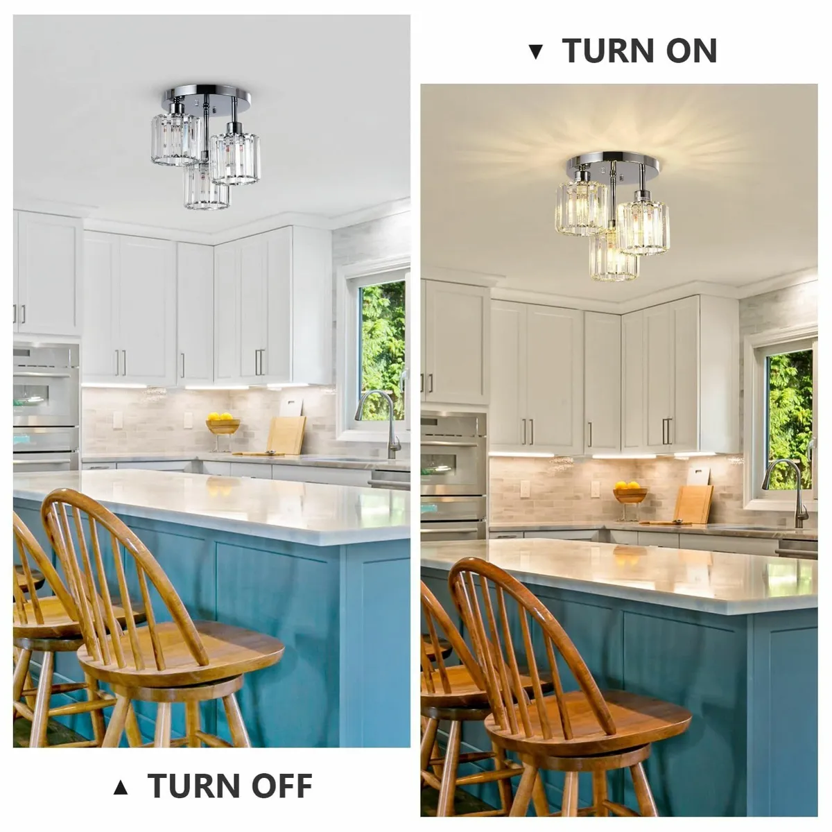 Modern Crystal Chandeliers Ceiling Light 3-Lights - Image 3