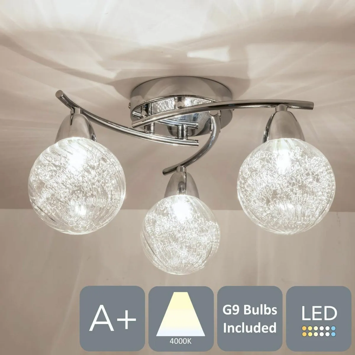BOLLA 3xG9 LED Bulbs Included - Semi Flush - Image 3