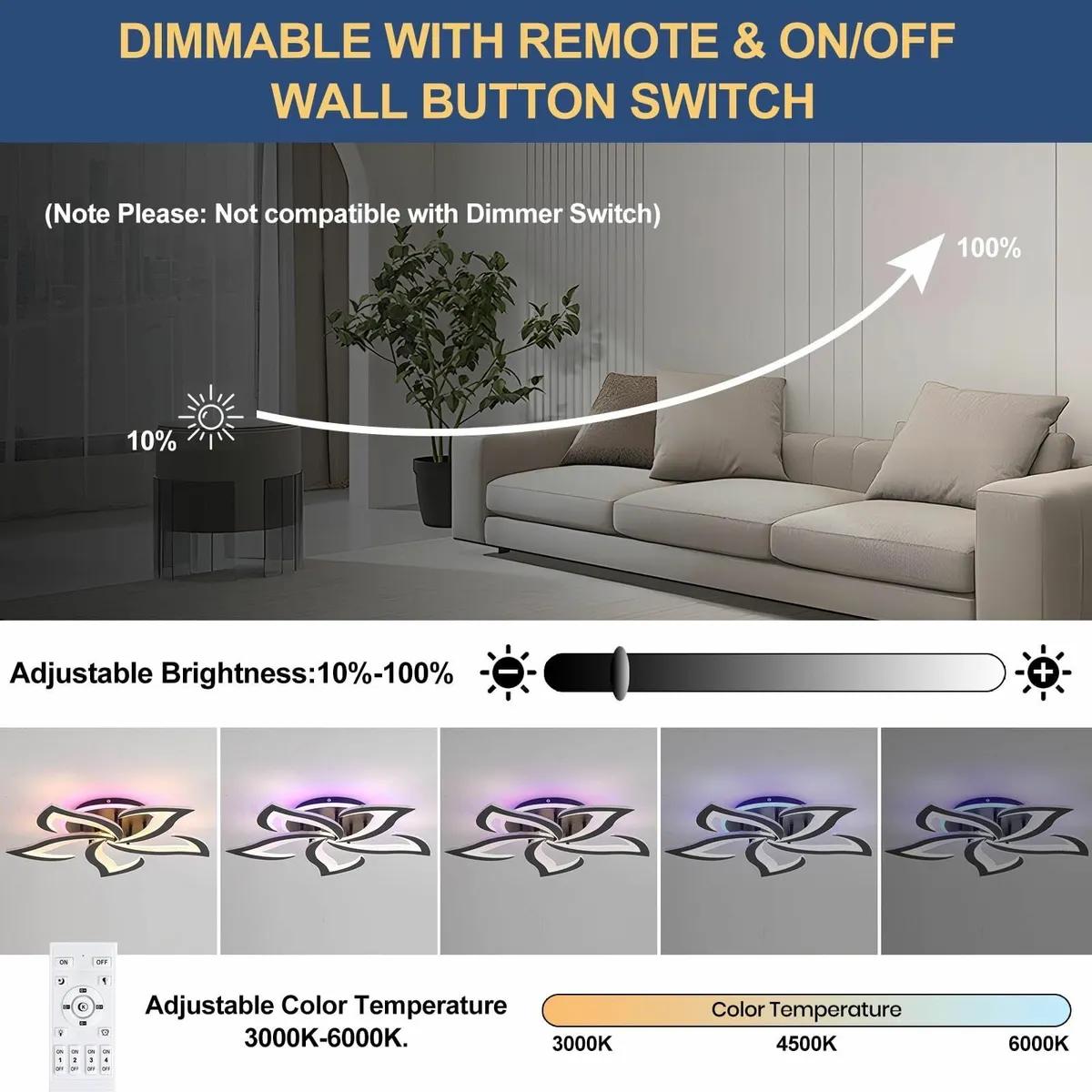 LED Ceiling Light Dimmable 50W Flush Lights with - Image 2