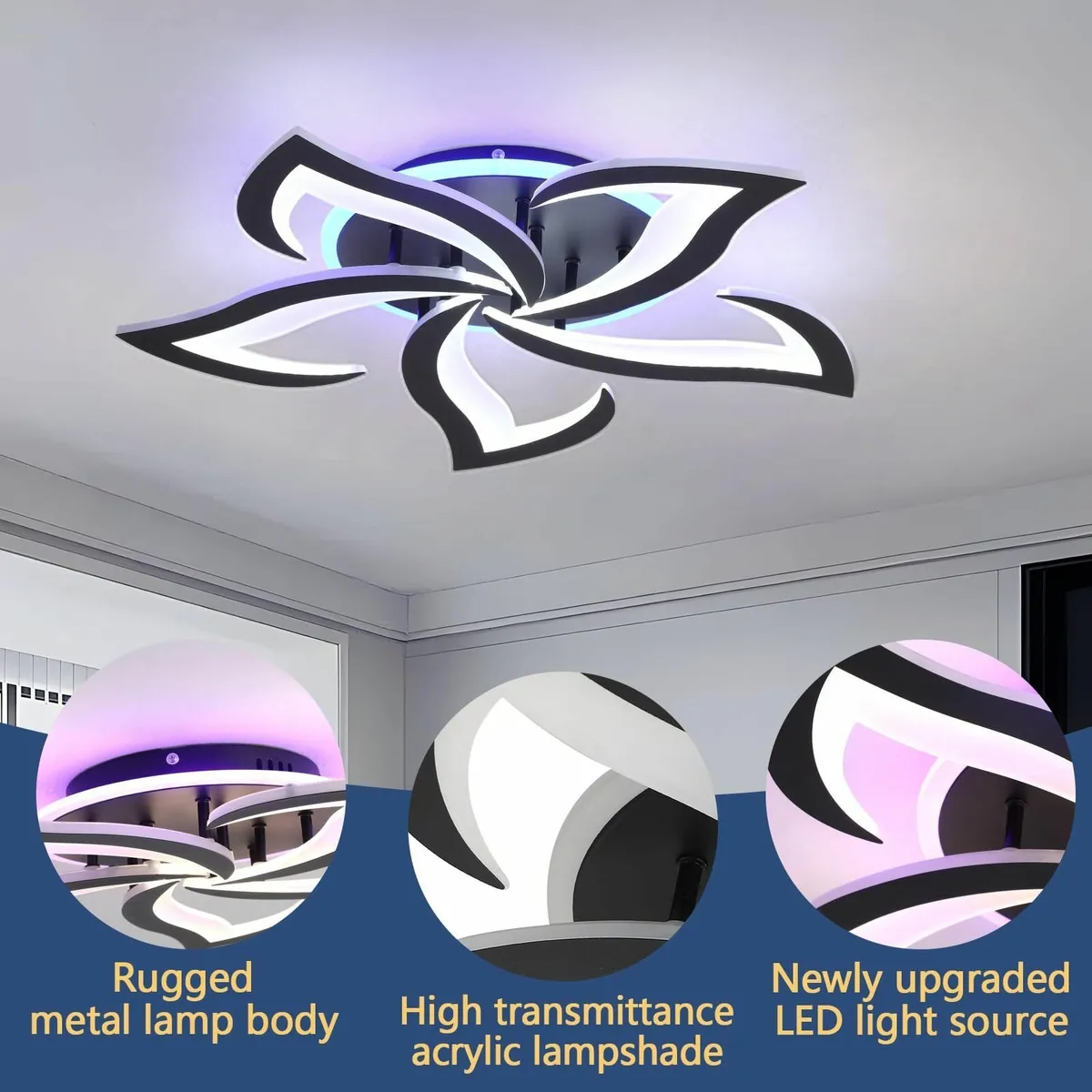LED Ceiling Light Dimmable 50W Flush Lights with - Image 3