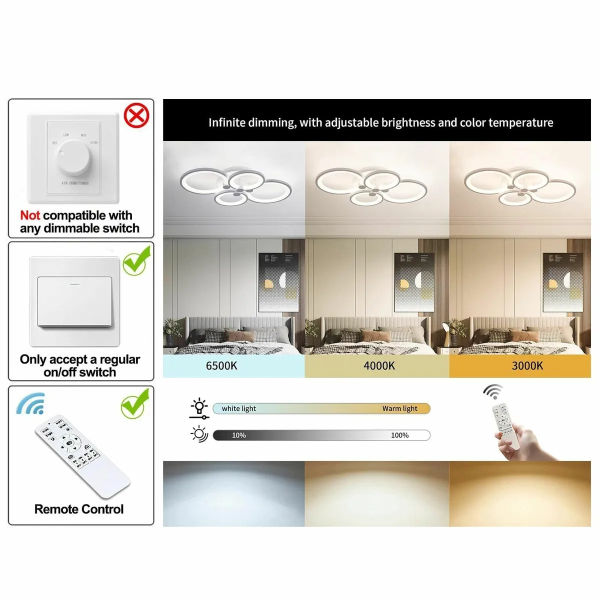 Modern Ceiling Light Metal Acrylic LED Flush - Image 3