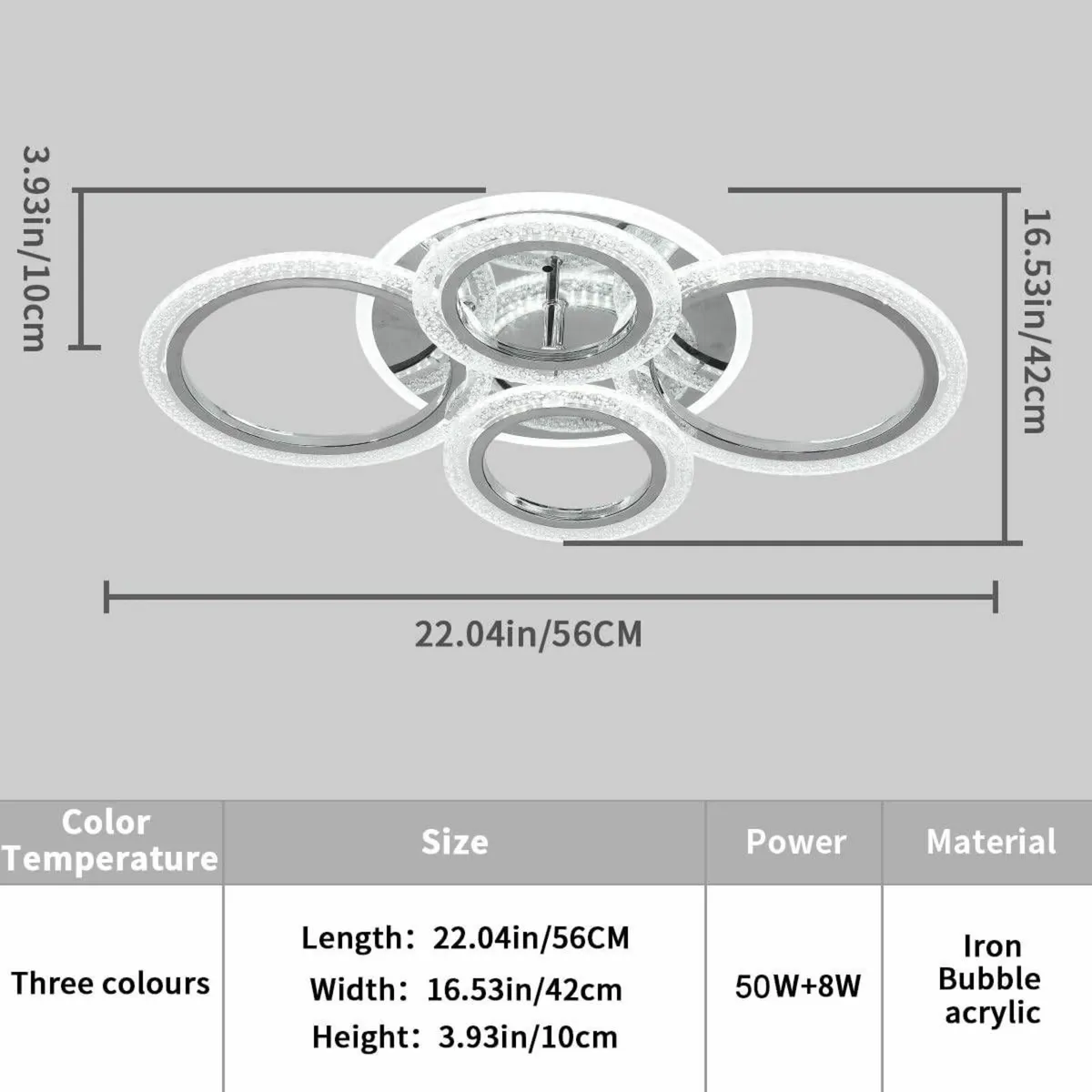 58W Dimmable LED Ceiling Light Modern 4-Ring - Image 2