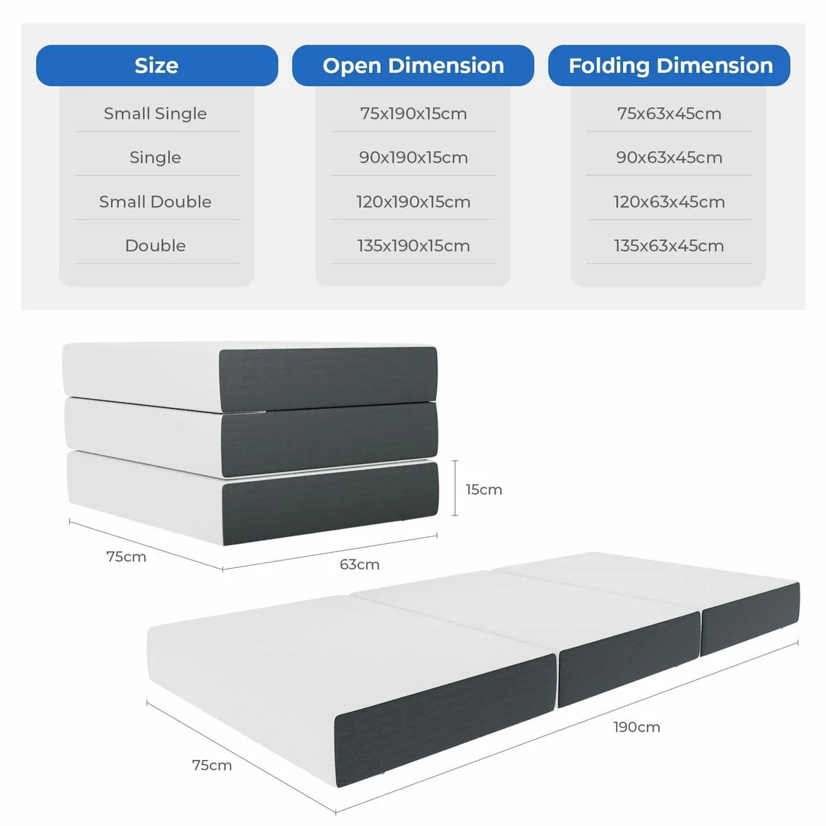 Folding Mattress Small Single with Storage Bag - Image 3