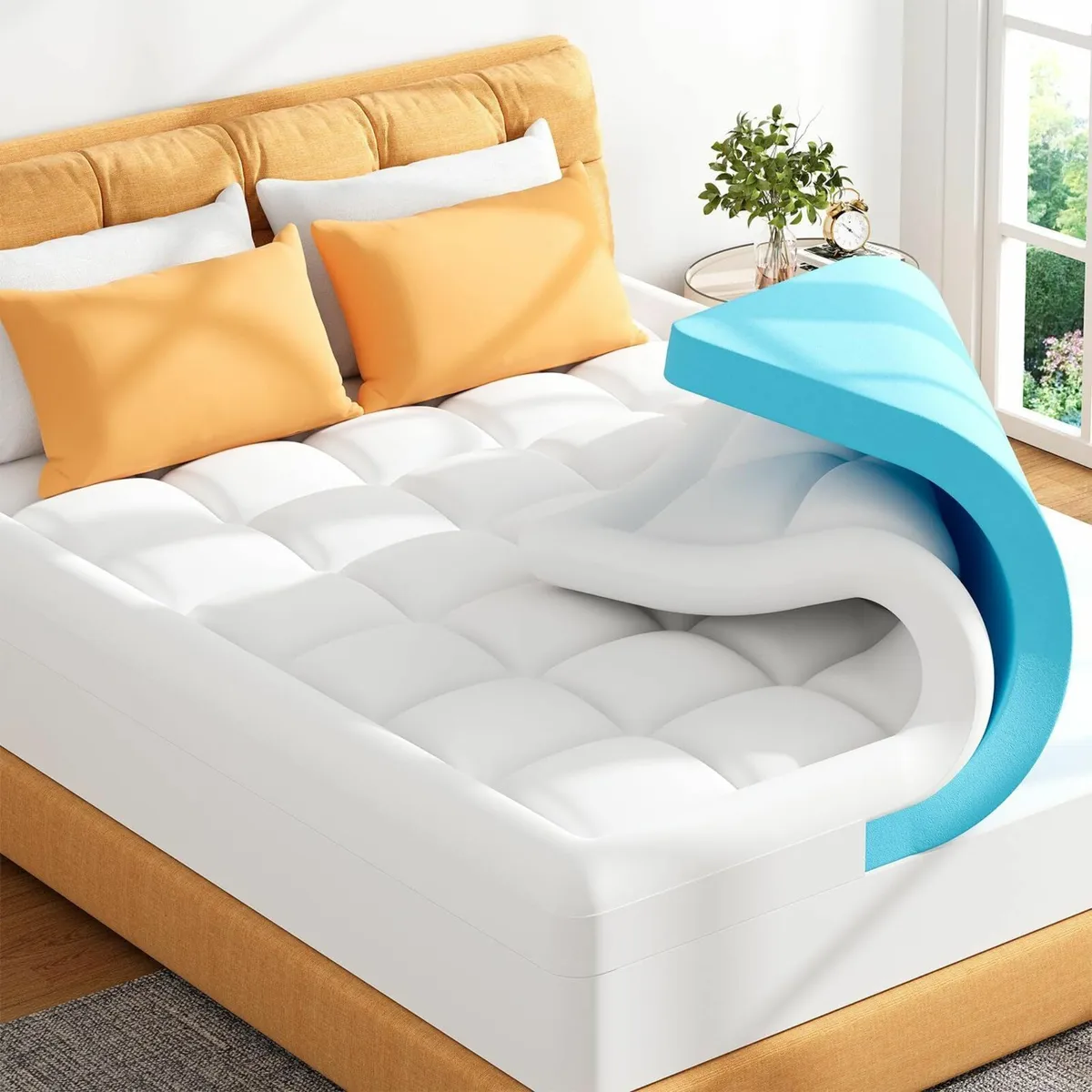 Firm Mattress Topper Double Bed with Washable - Image 1