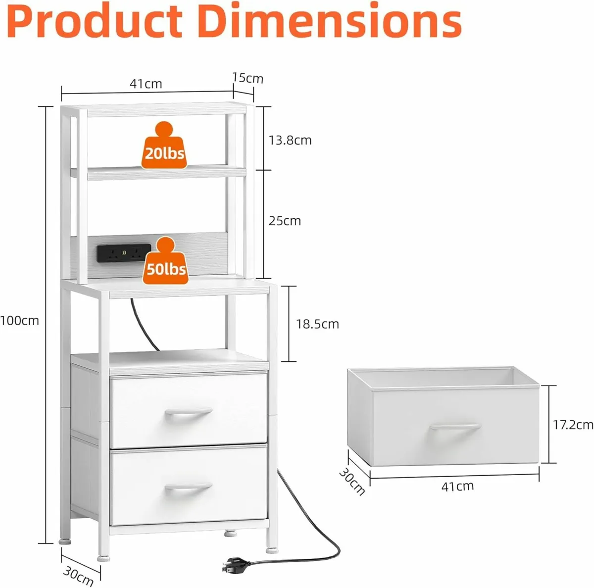 Bedside Table with Charging Station and LED - Image 2