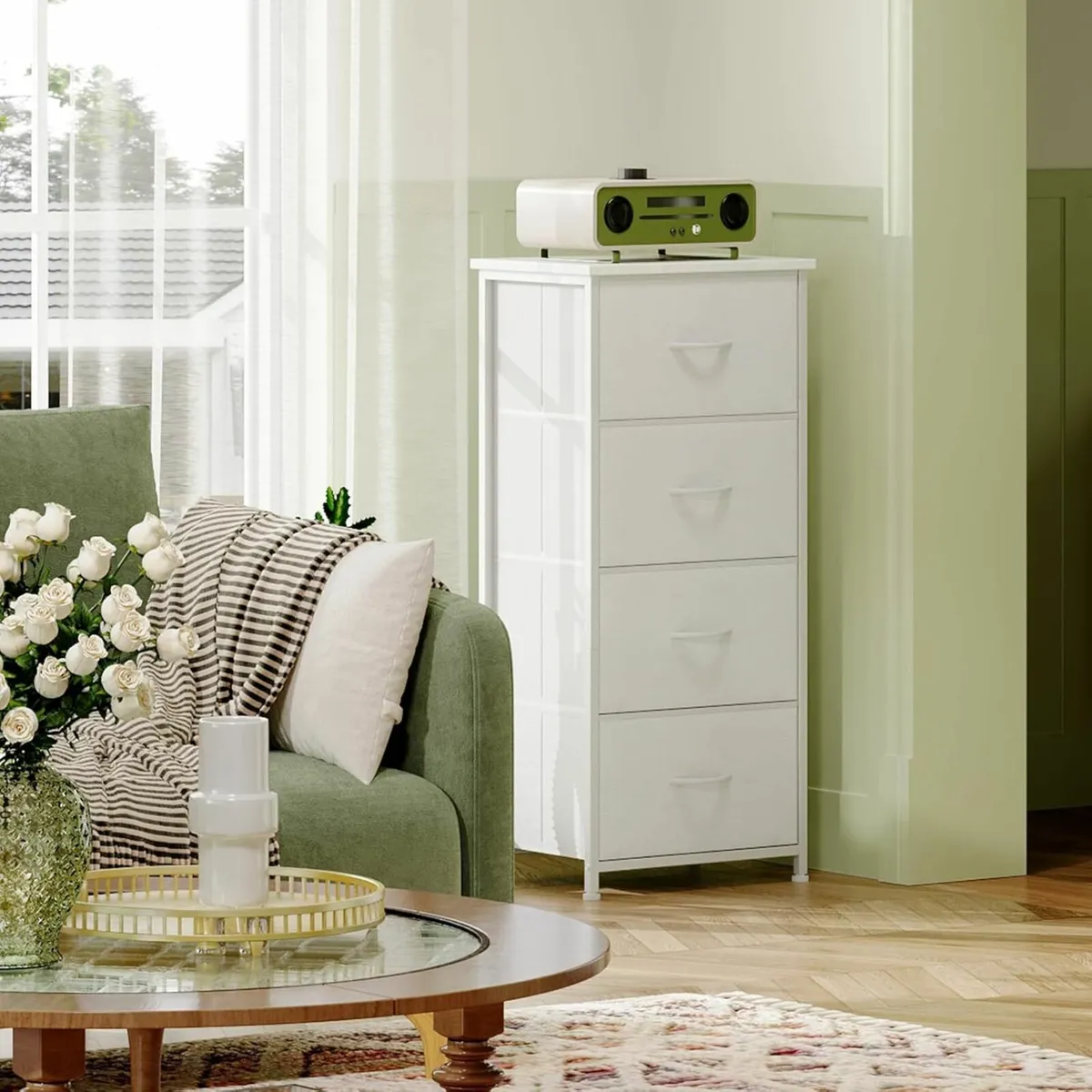 Chest of Drawers White with 4 Drawers - Image 3