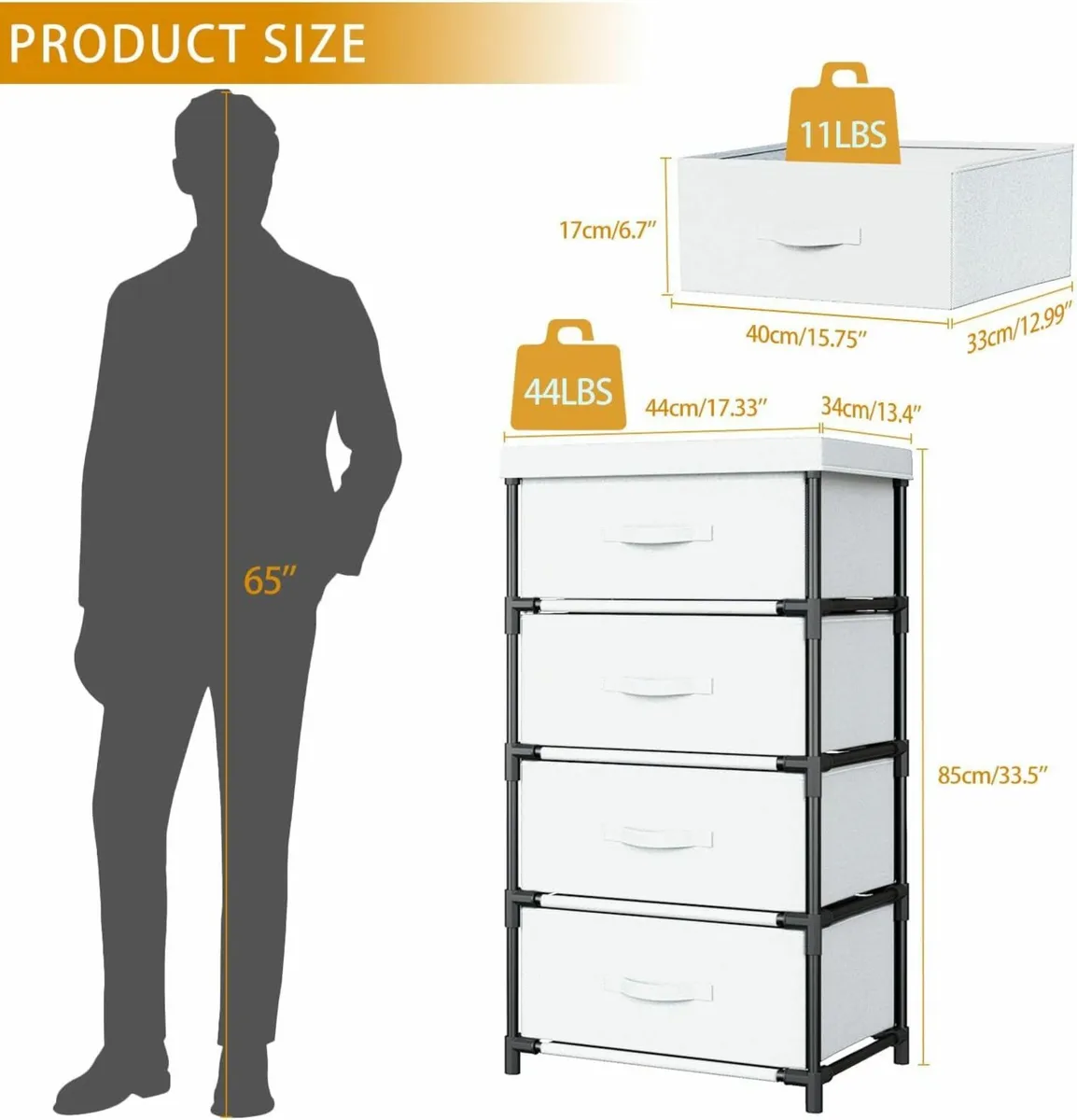 Chest of Drawers Bedroom Storage Unit Sturdy - Image 3