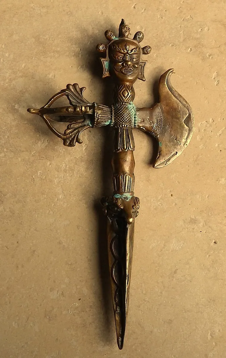 Small Vintage Bronze Tibetan Ritual Axe - Image 1