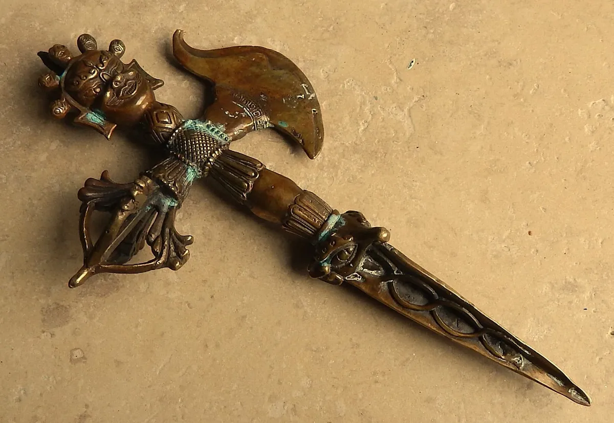 Small Vintage Bronze Tibetan Ritual Axe - Image 3