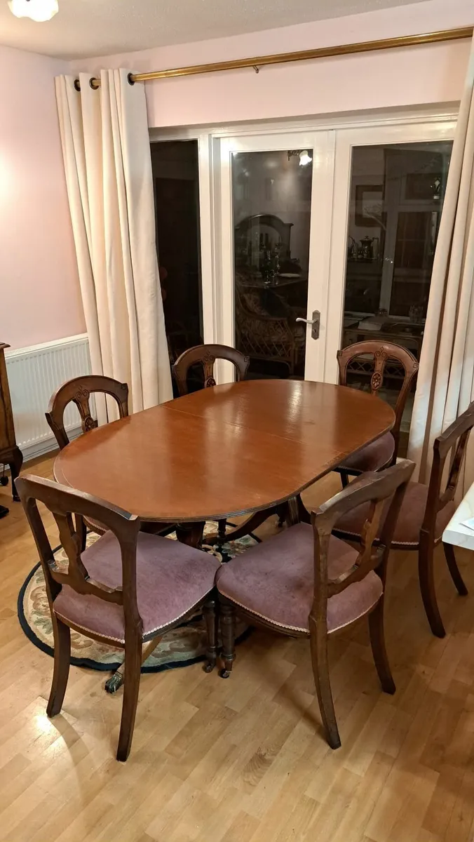 Table and 6 Antique chairs - Image 2