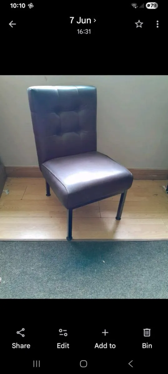 5 x brown leather chairs