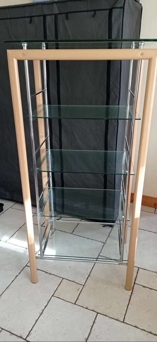 Glass, Chrome and Pine Shelf 1450 x 680 x 530mm - Image 3