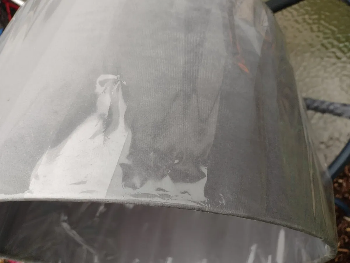 Large brand new grey velvet lamp/ceiling shade - Image 4