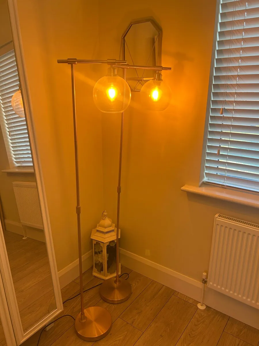 Pair of floor lamps & glass globe shades - Image 1