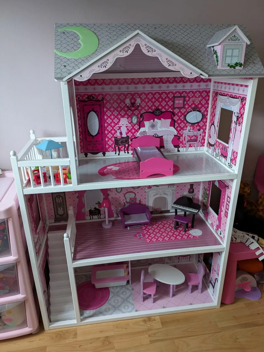 Amazing 3-Storey Wooden Doll House FULLY FURNISHED - Image 1