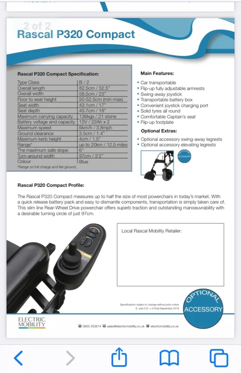 Rascal 320 compact mobility scooter - Image 2