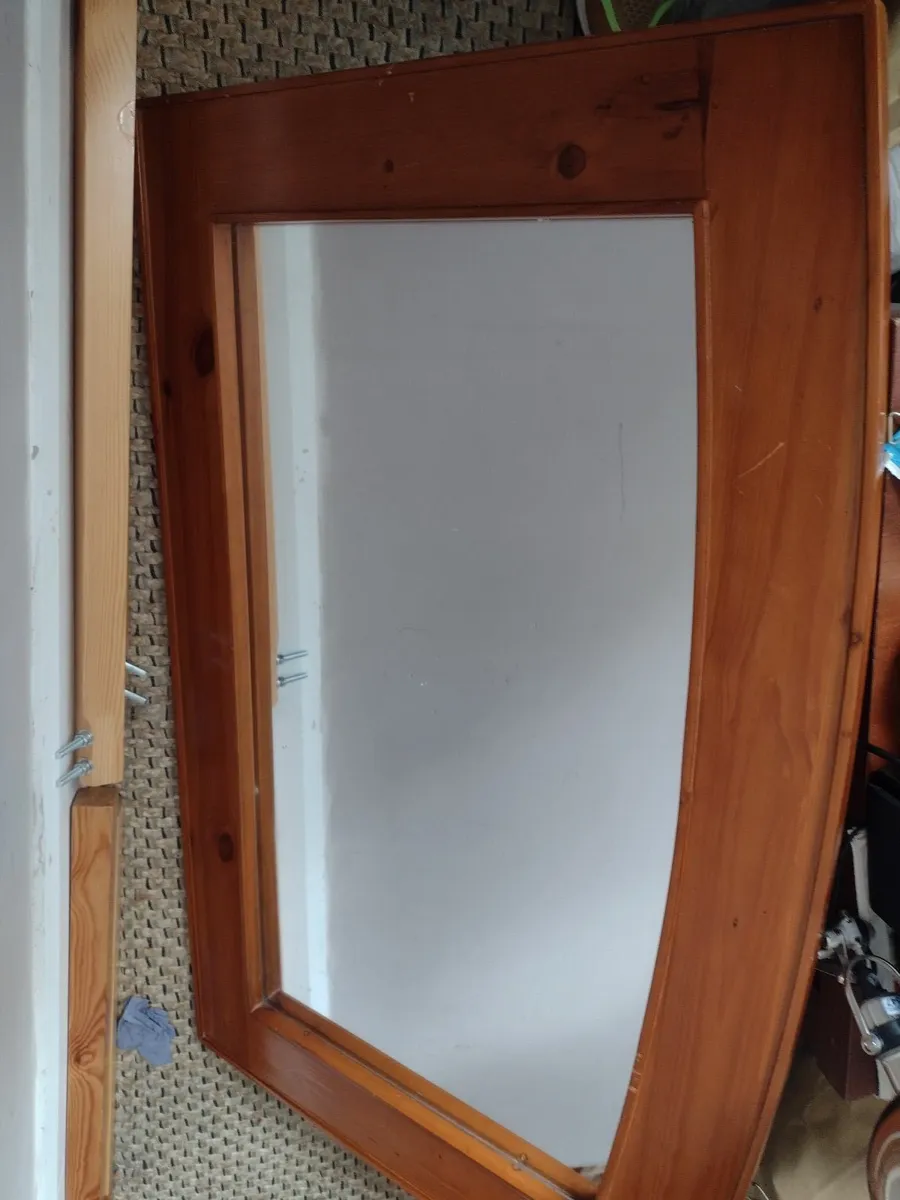 Very heavy wooden mantle mirror solid back - Image 3