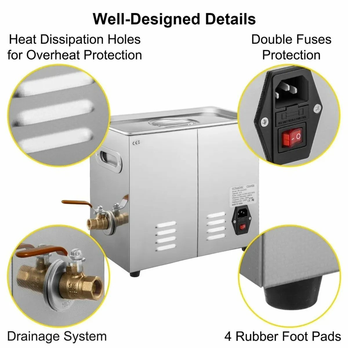 6L Ultrasonic Cleaner with Heating & Digital Timer - Image 4