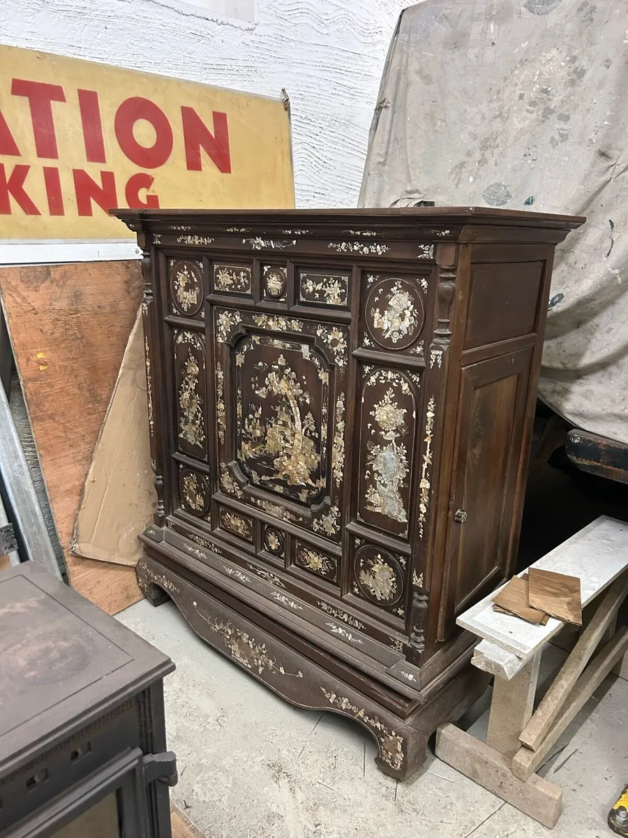 antique Dutch mother of pearl cabinet