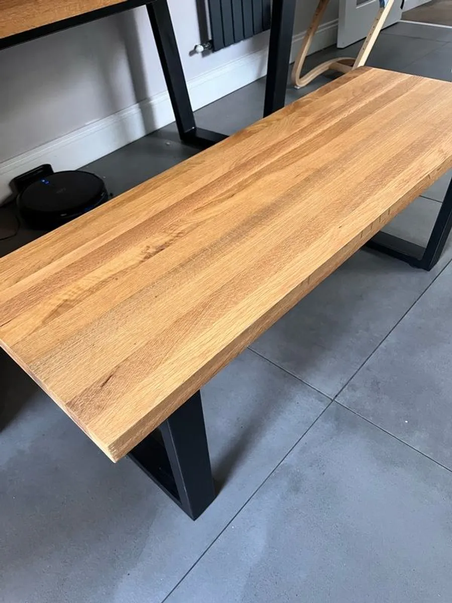 Solid Oak EZ Living Interiors Kitchen Table and Bench - Image 4