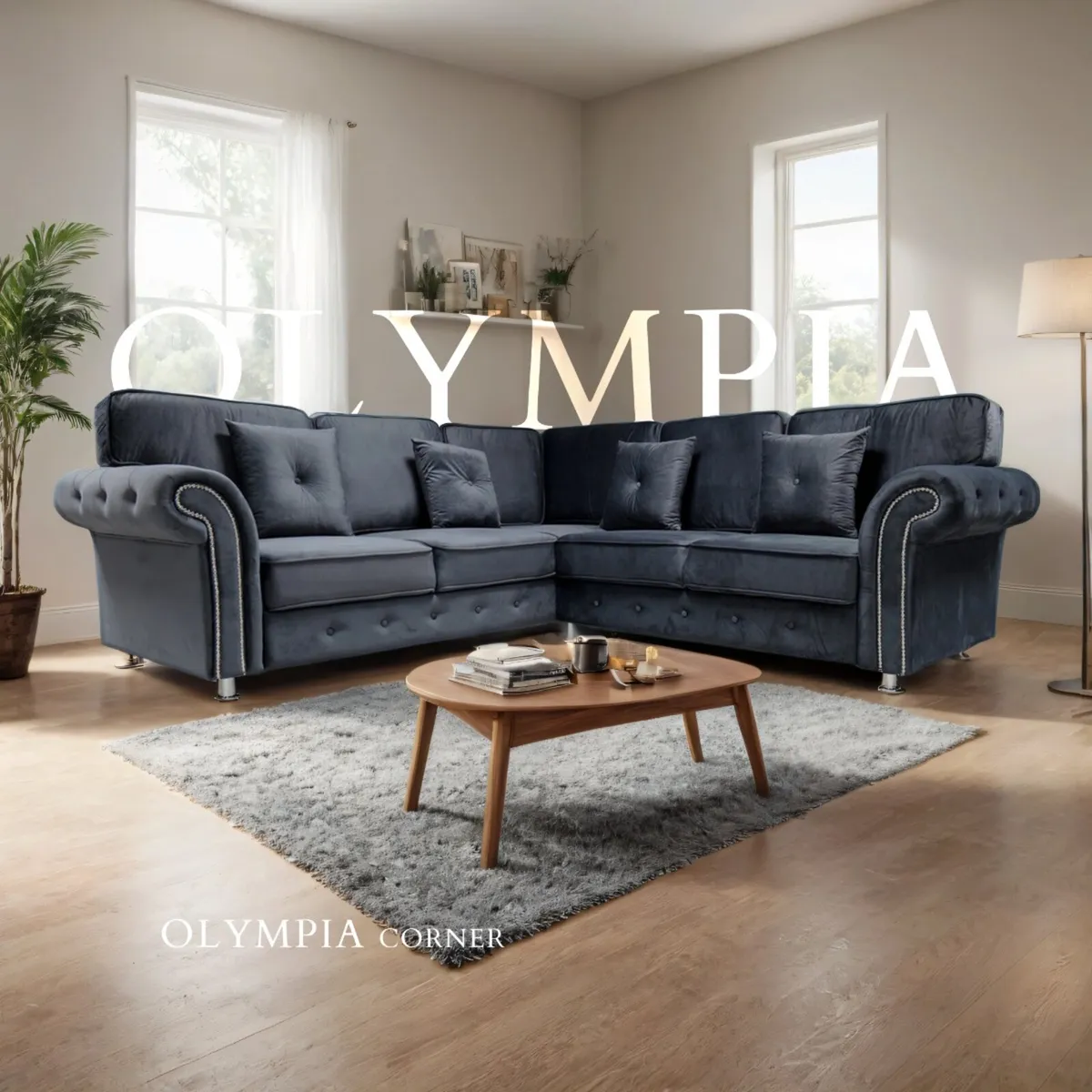 Olympia Grey Fullback Cushions Sofa - Image 1