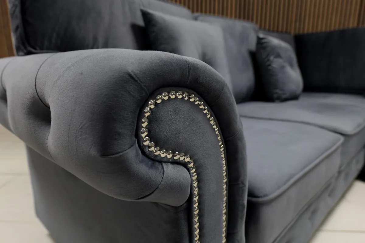 Olympia Grey Fullback Cushions Sofa - Image 4
