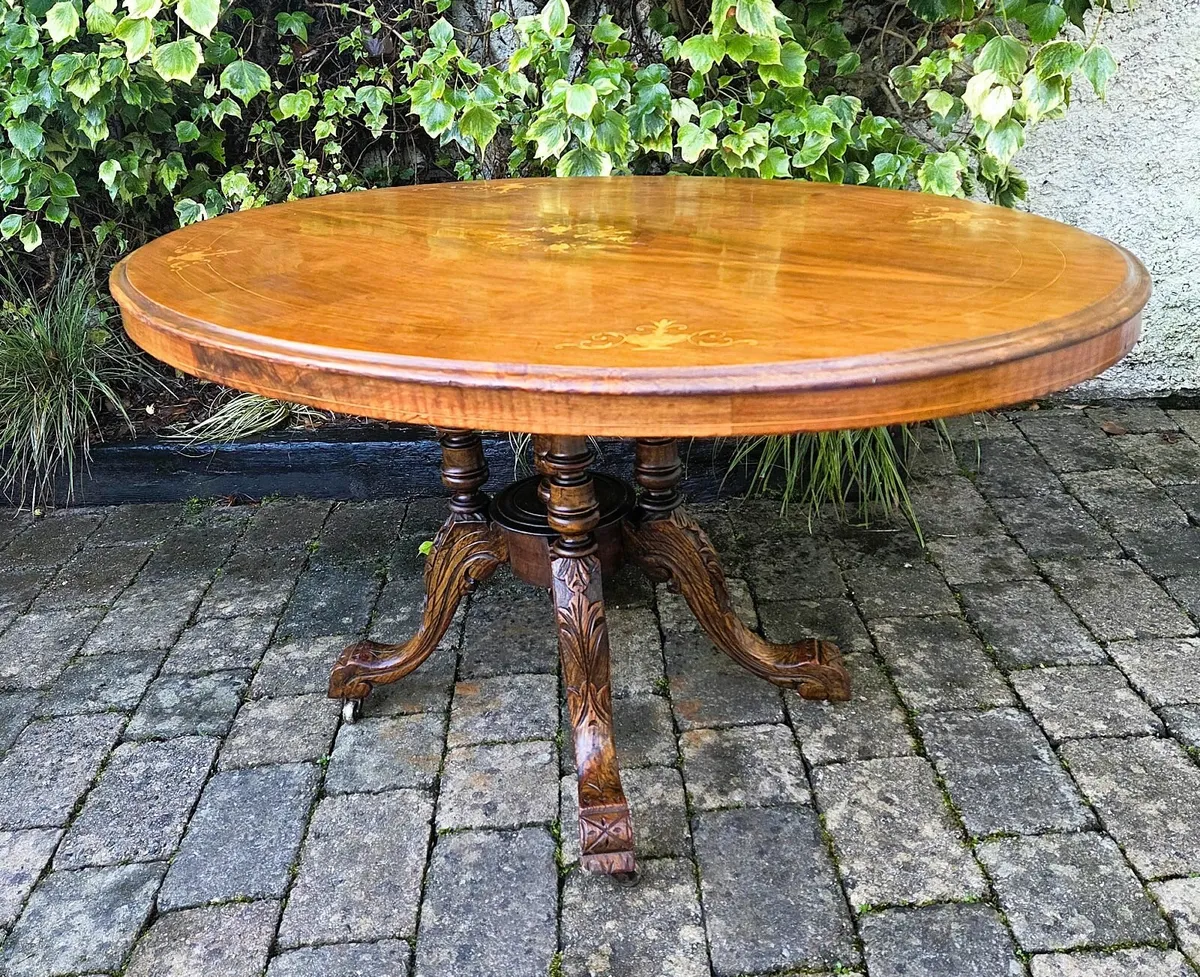 Edwardian Oval Walnut Centre Table- Circa 1905 - Image 3
