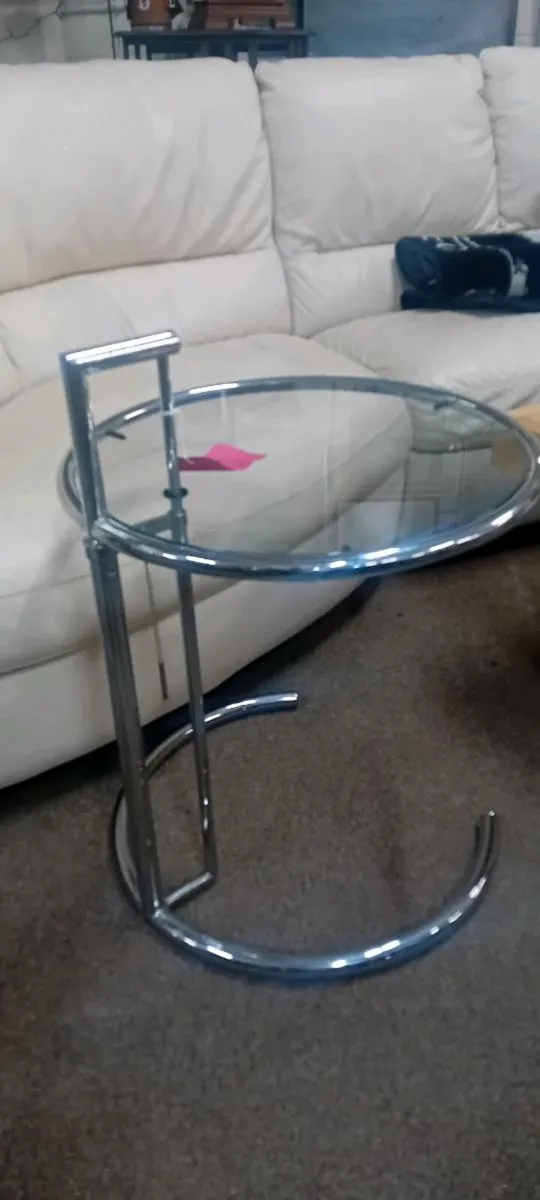 Eileen Grey Style Chrome And Glass Side Table - Image 1