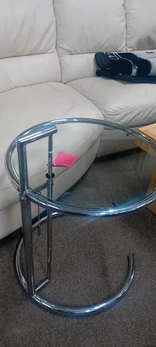 Eileen Grey Style Chrome And Glass Side Table - Image 2