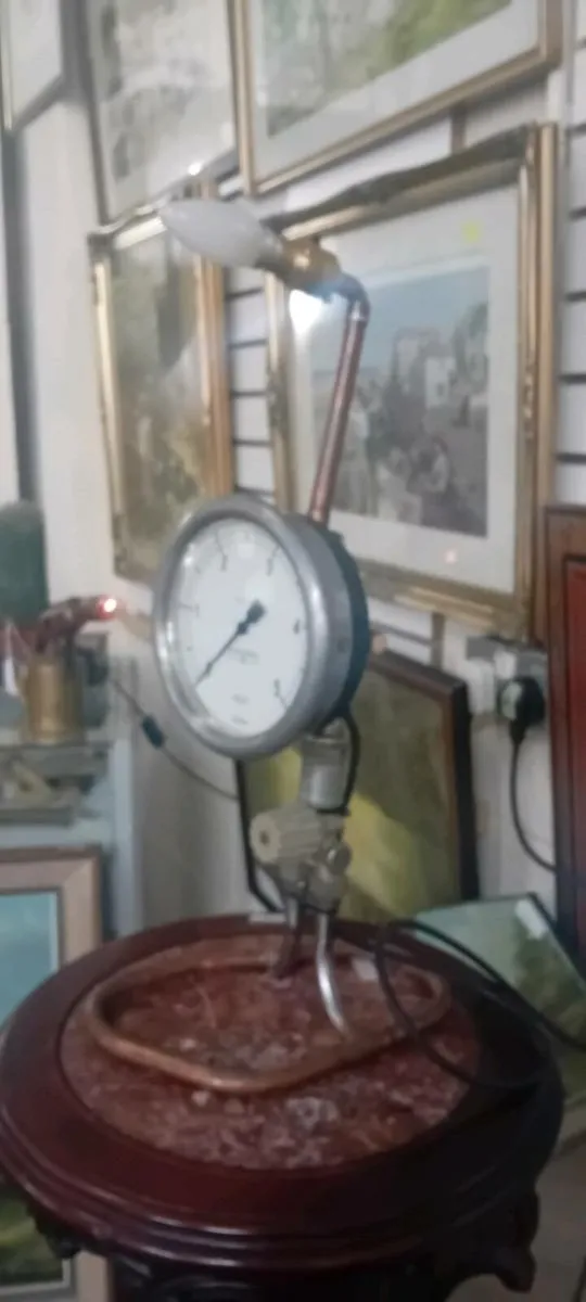 Steam Punk Copper Pipe And Gauge Table Lamp - Image 1