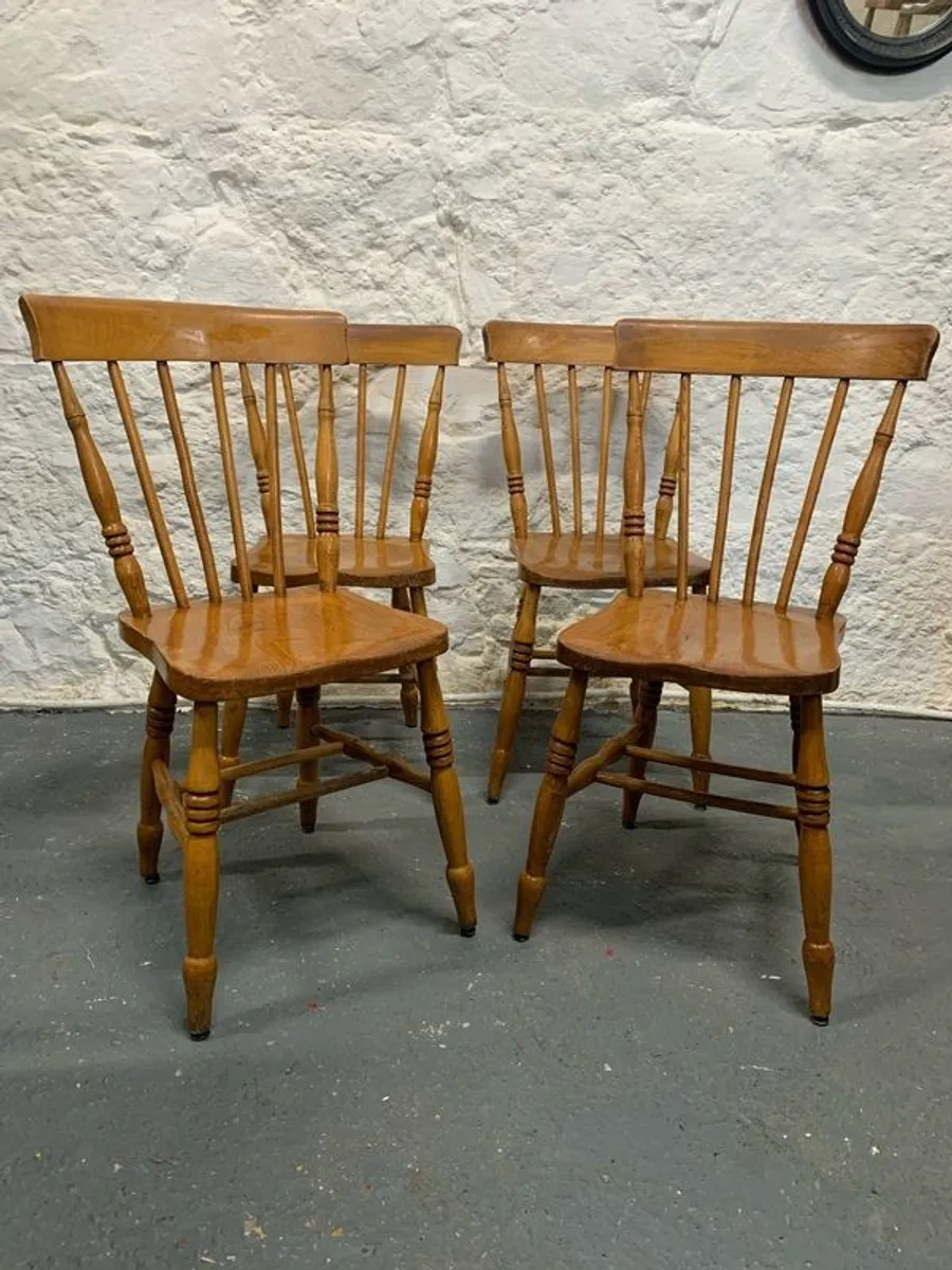 Set of 4 Vintage Elm & Beech Kitchen Chairs. - Image 1