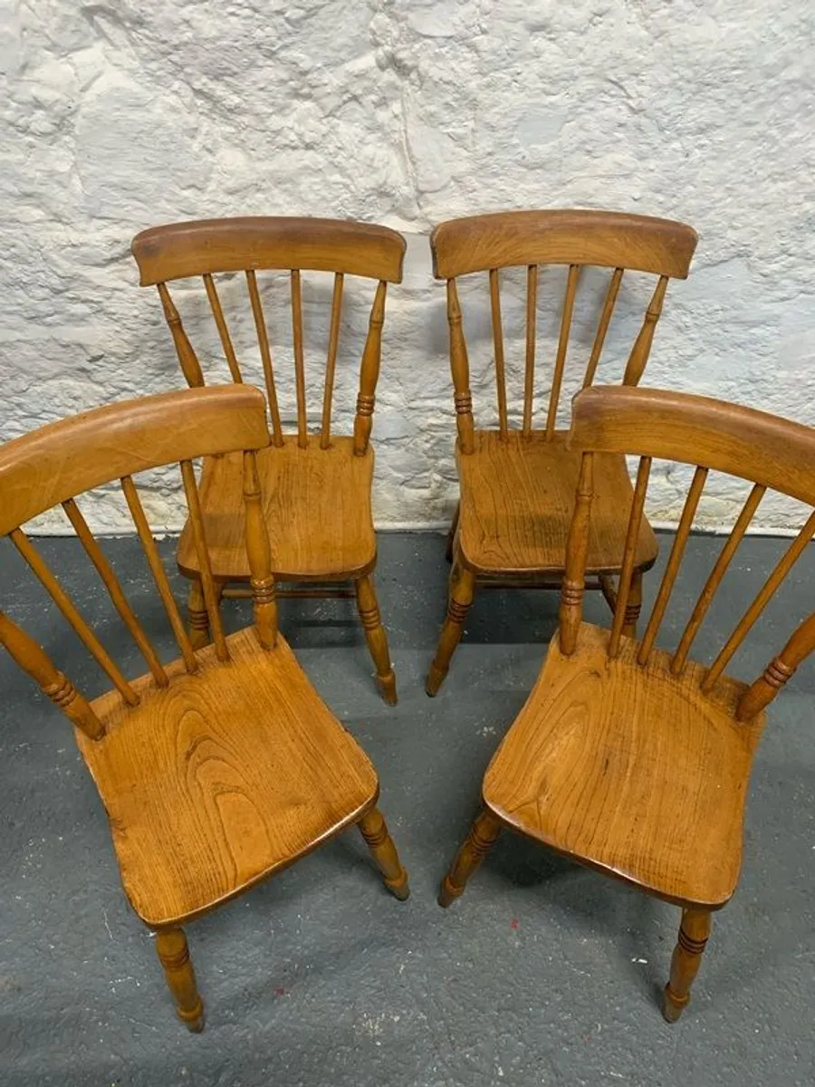 Set of 4 Vintage Elm & Beech Kitchen Chairs. - Image 3