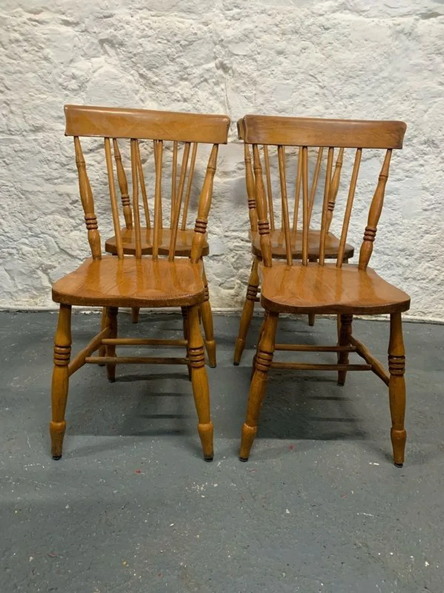 Set of 4 Vintage Elm & Beech Kitchen Chairs. - Image 4