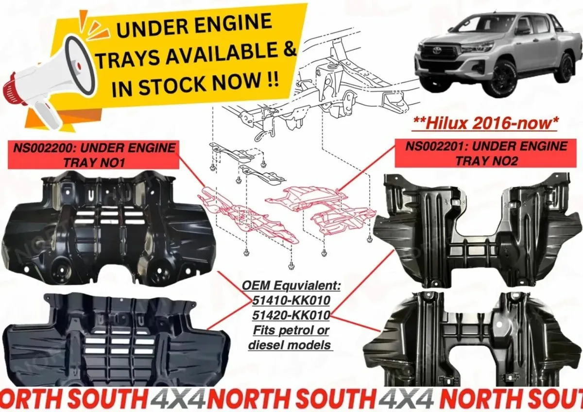 Toyota Hilux Under Engine Trays 2016-2025 - Image 1
