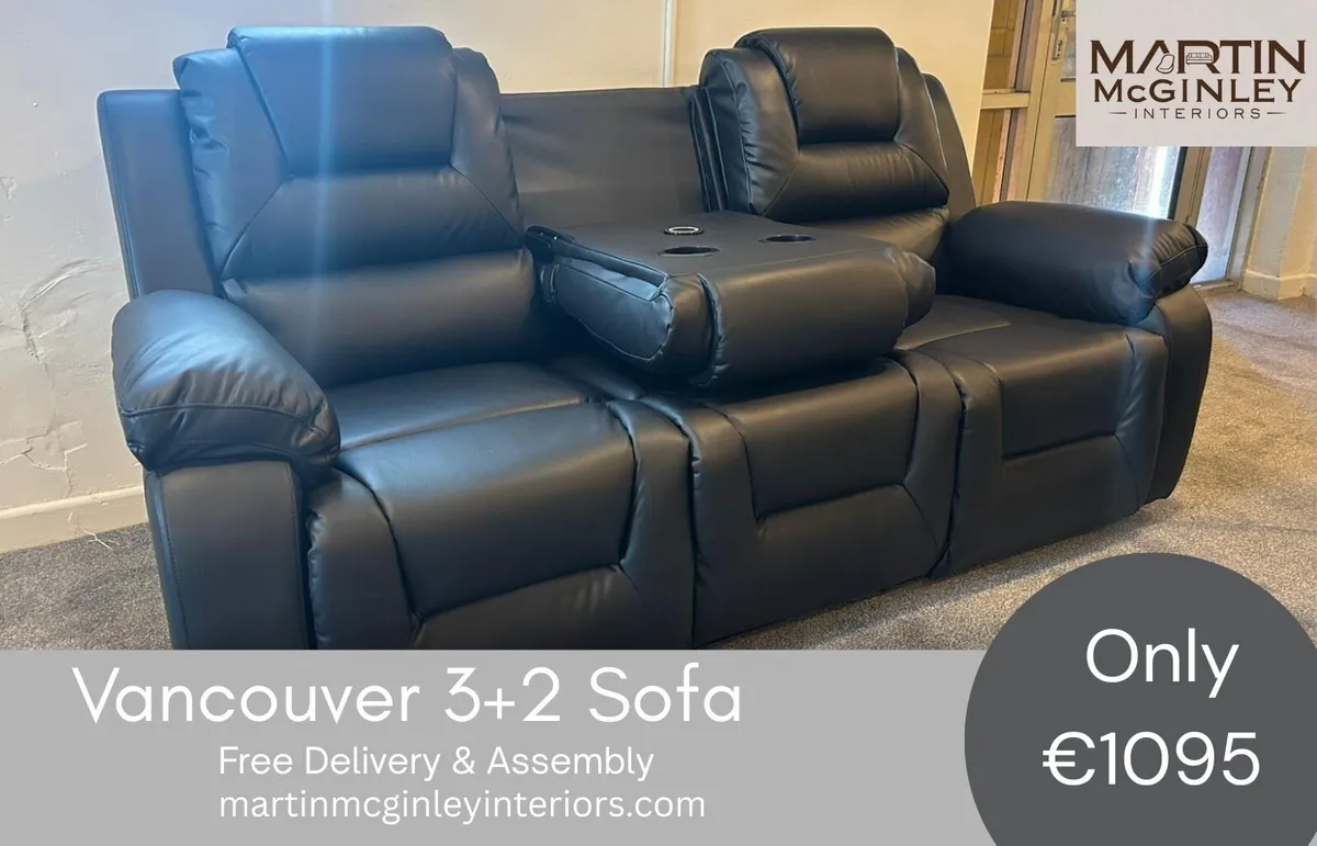 New Vancouver Black Leather Sofa Sets - Image 3